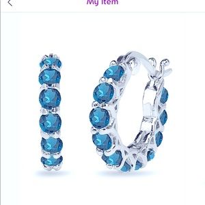 London Blue Topaz And Sterling Silver Huggies